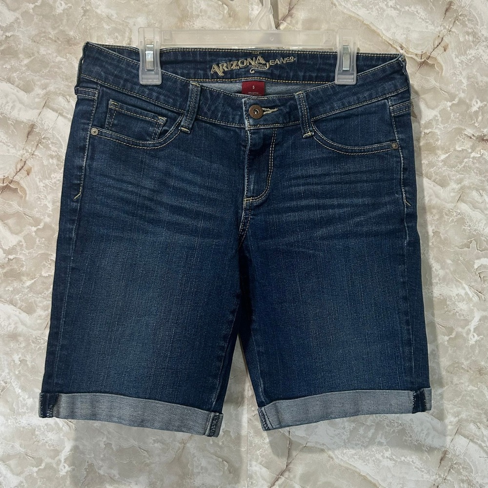 Arizona Jean Co. Denim Bermuda Shorts‎ Dark Wash Cuffed Blue Size 5